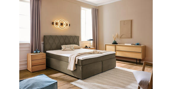 BOXSPRINGBETT 180/200 cm  in Hellbraun  - Hellbraun/Schwarz, Design, Kunststoff/Textil (180/200cm) - Xora