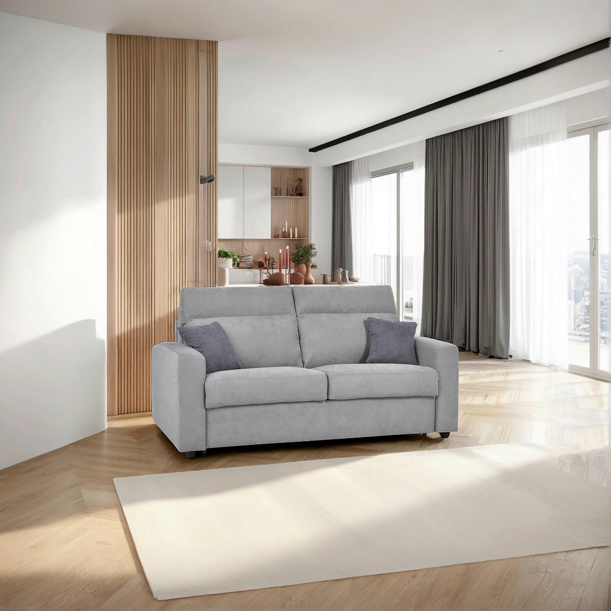 SCHLAFSOFA Mikrofaser Hellgrau  - Dunkelgrau/Hellgrau, KONVENTIONELL, Kunststoff/Textil (186/101/101cm) - Carryhome
