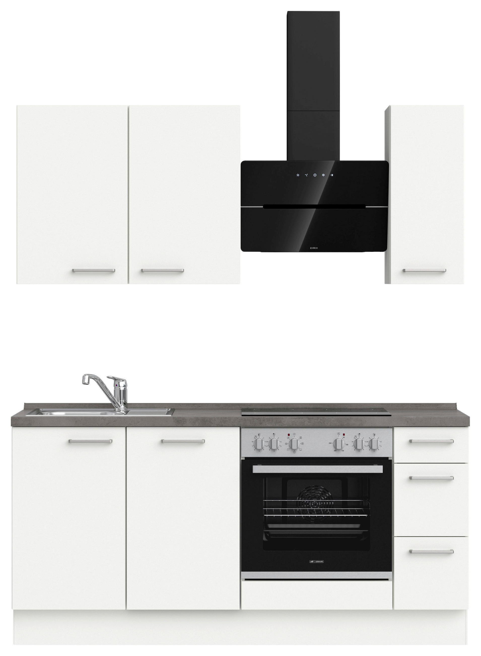 KÜCHENLEERBLOCK 180 cm   in Grau, Weiß  - Edelstahlfarben/Weiß, MODERN, Holzwerkstoff/Metall (180cm) - Nobilia