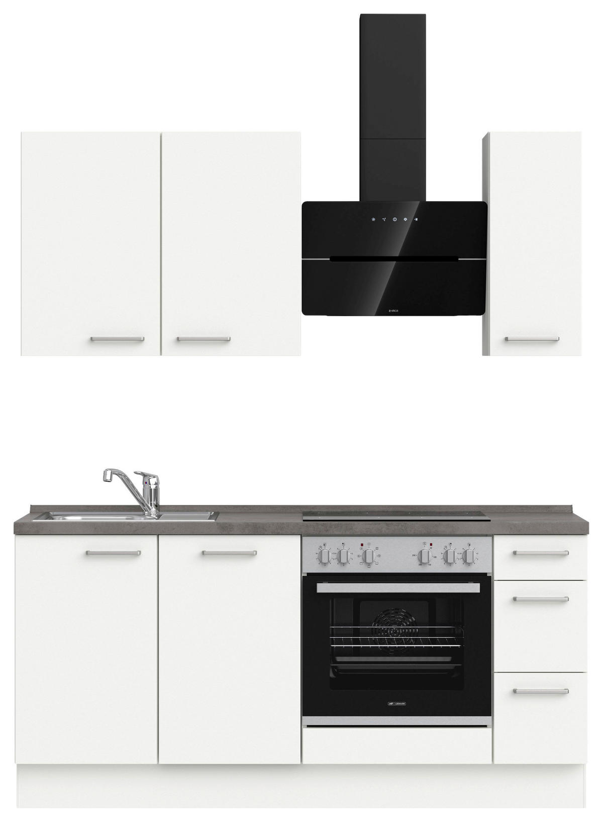 KÜCHENLEERBLOCK 180 cm   in Grau, Weiß  - Edelstahlfarben/Weiß, MODERN, Holzwerkstoff/Metall (180cm) - Nobilia