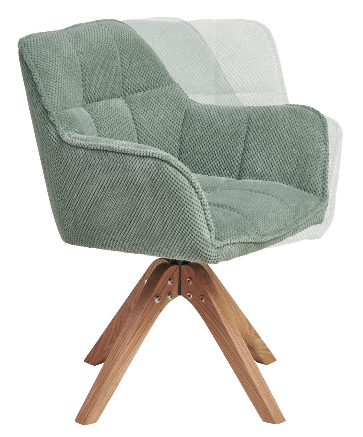 ARMLEHNSTUHL  Sitzfläche 360° drehbar, inklusive Armlehnen Webstoff  - Eichefarben/Grün, Basics, Holz/Textil (61/85/63cm) - MID.YOU