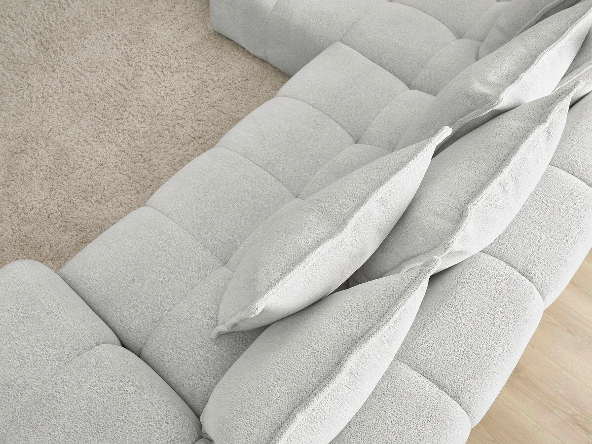 ECKSCHLAFSOFA EVEREST  mit Rücken echt, Armteil links, Armteil rechts Flachgewebe Hellgrau  - Hellgrau/Schwarz, MODERN, Kunststoff/Textil (180/318cm) - Livetastic