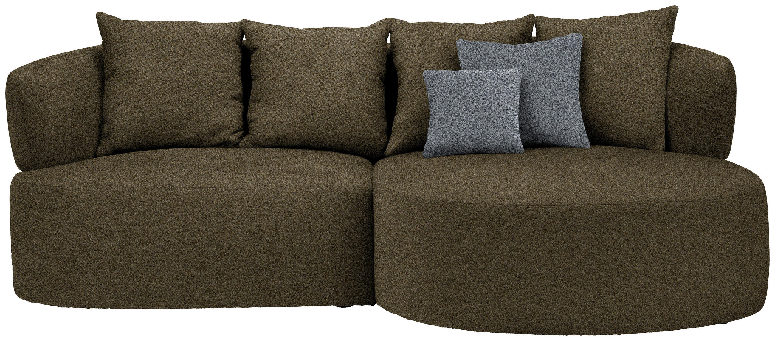ECKSOFA in Bouclé Olivgrün  235/166 cm  - Schwarz/Olivgrün, MODERN, Kunststoff/Textil (235/166cm) - Hom`in