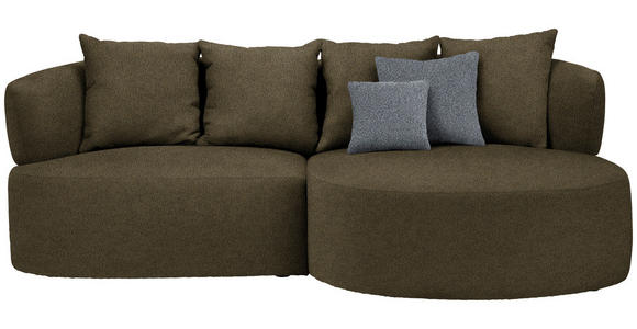 ECKSOFA in Bouclé Olivgrün  - Schwarz/Olivgrün, MODERN, Kunststoff/Textil (235/166cm) - Hom`in