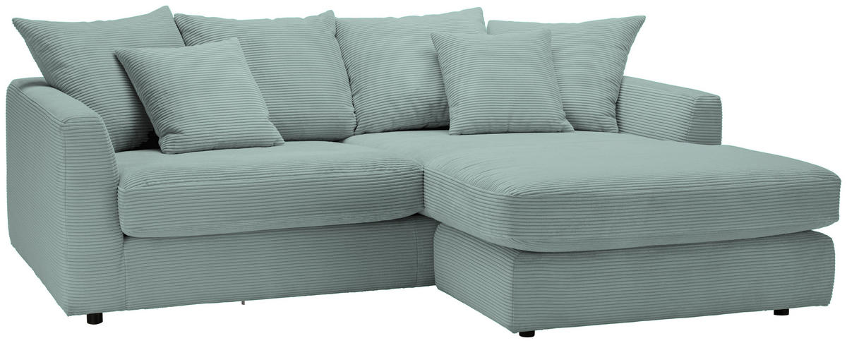 ECKSOFA Mintgrün Cord Zierkissen, Rückenkissen, Rücken echt  - Schwarz/Mintgrün, Design, Kunststoff/Textil (235/175cm) - home24