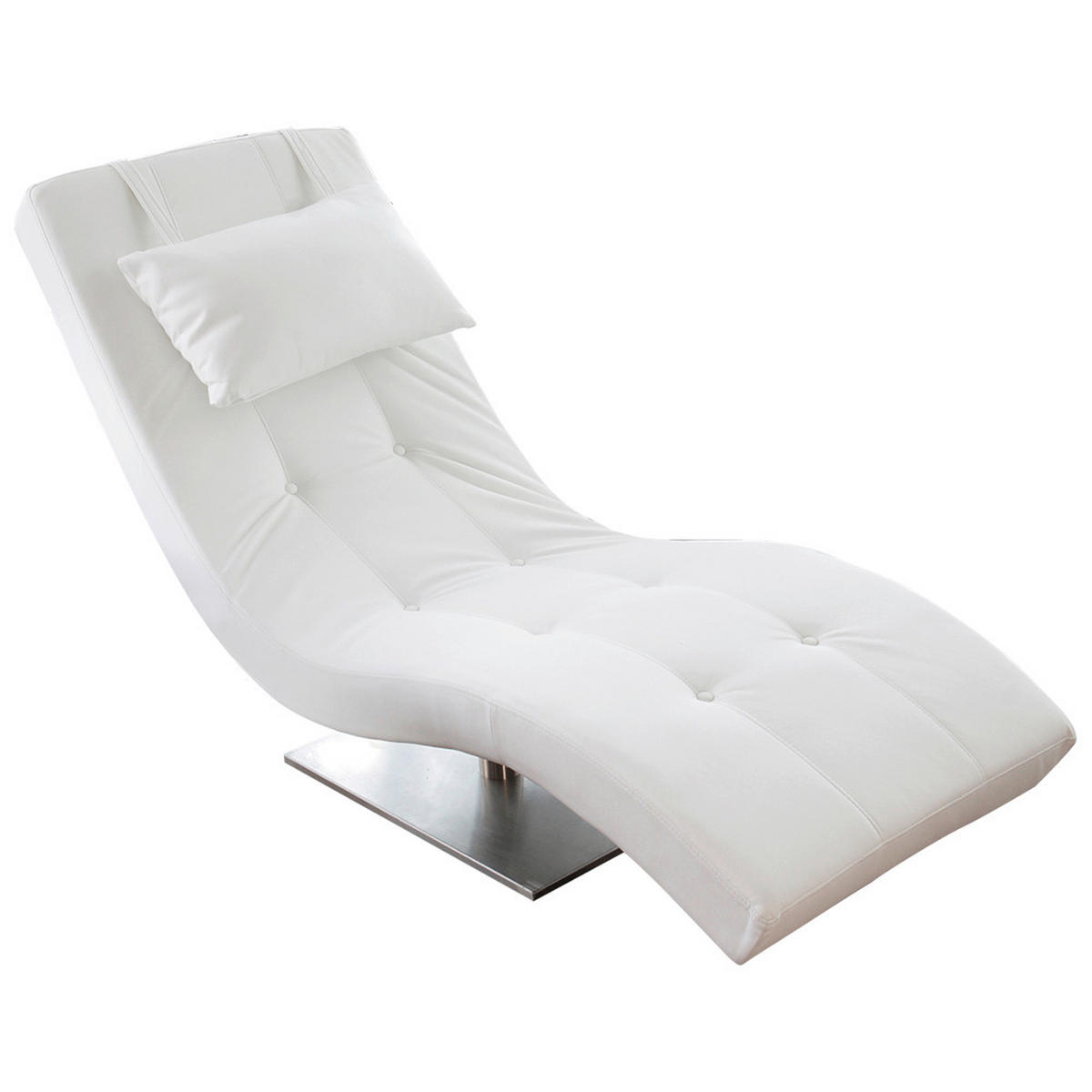RELAXLIEGE in Lederlook Weiß  - Silberfarben/Weiß, MODERN, Textil/Metall (60/82/170cm) - Livetastic