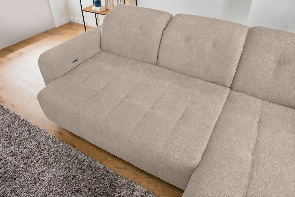 ECKSOFA Mikrofaser Beige  - Beige/Schwarz, Modern, Textil/Metall (292/185cm) - Livetastic