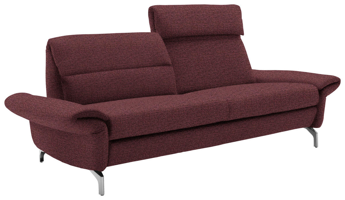 2-SITZER-SOFA in Flachgewebe Weinrot  - Weinrot/Nickelfarben, Design, Textil/Metall (186/87/100cm) - Schöner Wohnen