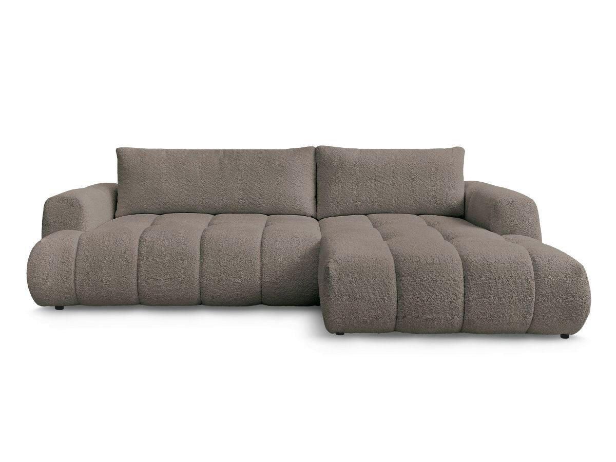 ECKSCHLAFSOFA FUJI Bouclé Taupe  inkl.  - Taupe/Schwarz, MODERN, Kunststoff/Textil (292/160cm)