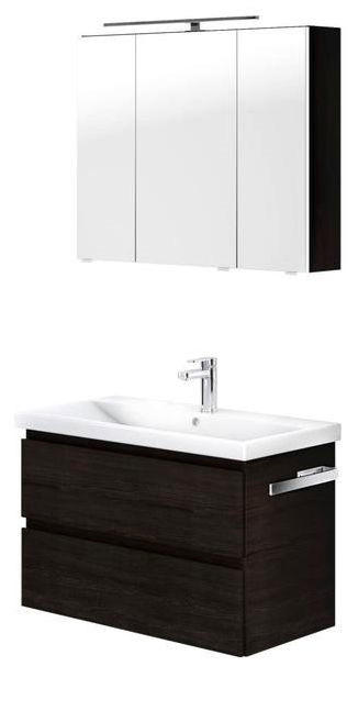 BADRUM 90 cm  - vit/kastanjefärgad, Klassisk, trämaterial/glas (90cm) - Sadena