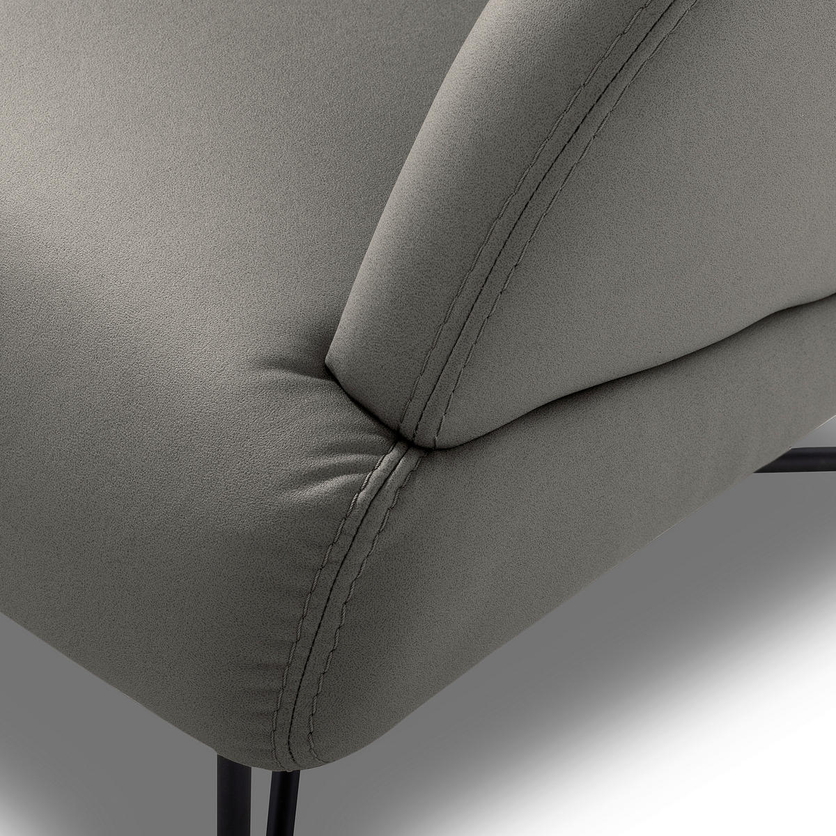 SESSEL in Lederlook Schieferfarben, Beige  - Schieferfarben/Beige, Design, Textil/Metall (67/87/74cm) - Livetastic