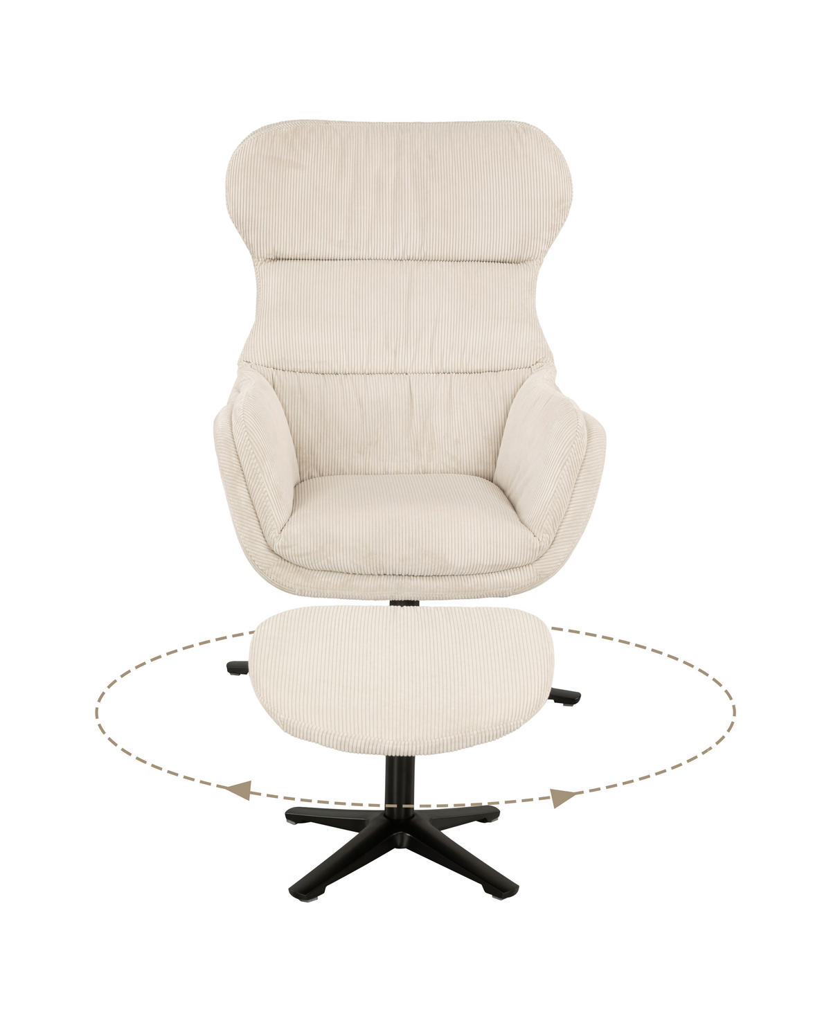 FOTEL SZETT - bézs/fekete, Modern, textil/fém (76/110/88,5cm) - Livetastic