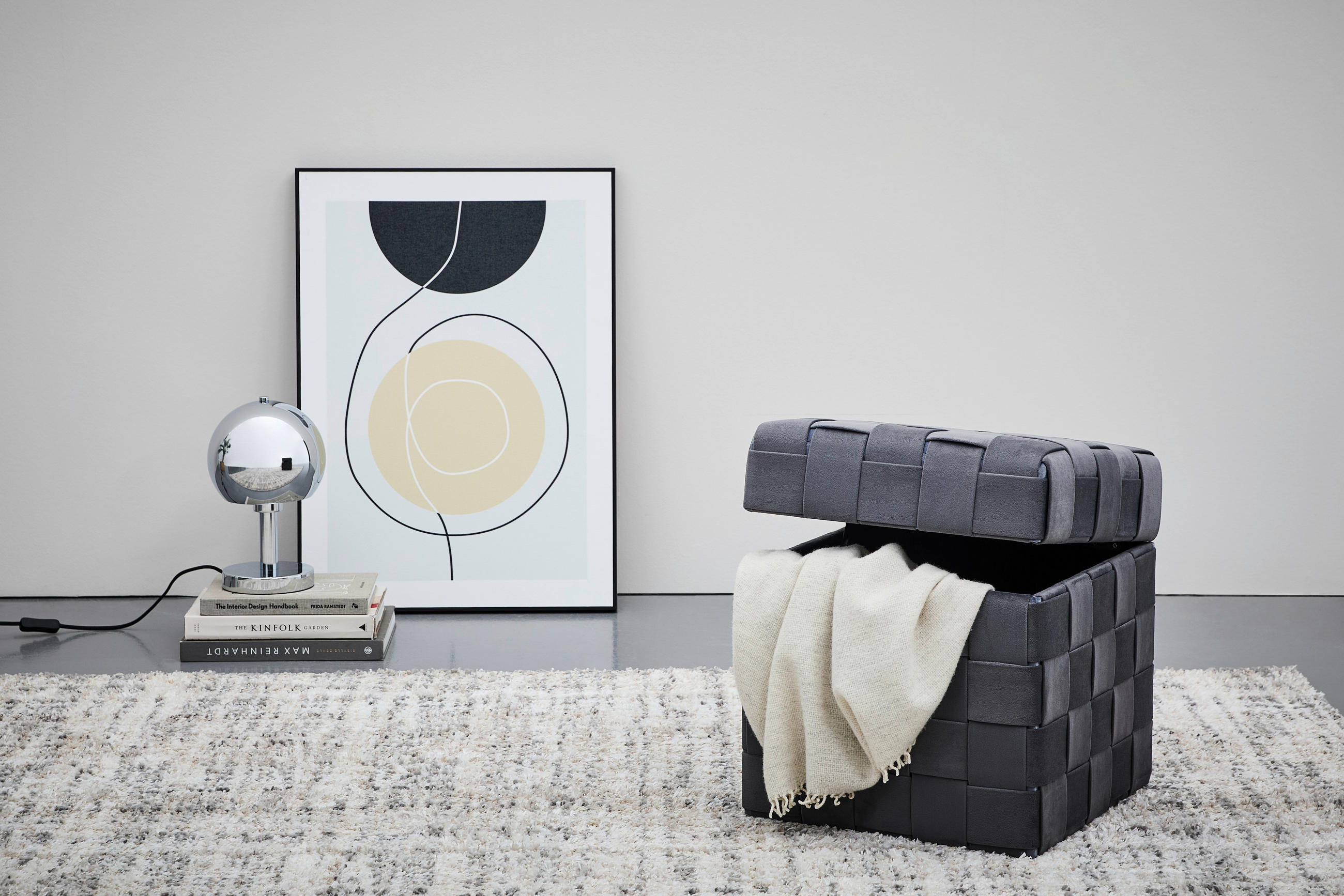 HOCKER Samt Grau  - Schwarz/Grau, Trend, Textil (40/43/40cm) - Xora