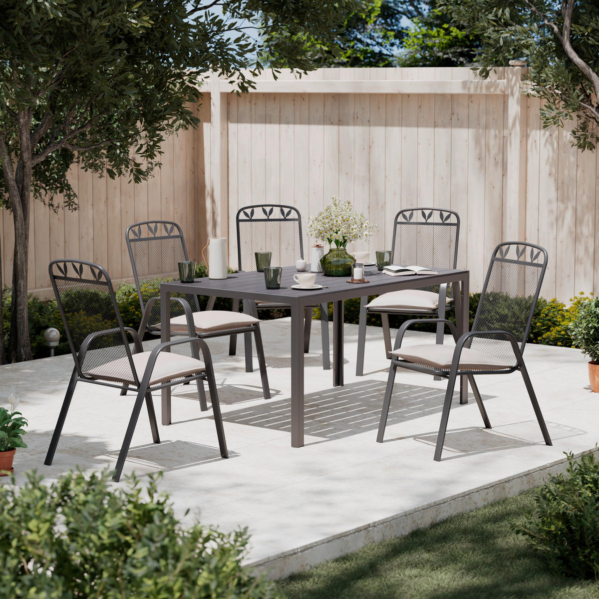 STAPELSESSEL Stahl Dunkelgrau  - Dunkelgrau, KONVENTIONELL, Metall (55/97/76cm) - Ambia Garden
