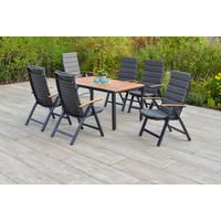 GARTENTISCHGRUPPE  - Graphitfarben/Naturfarben, KONVENTIONELL, Holz/Kunststoff - Gardenson