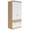 KLEIDERSCHRANK 91/199/58 cm,  in Weiß, Eiche Artisan, 2-türig  - Silberfarben/Weiß, KONVENTIONELL, Holzwerkstoff/Kunststoff (91/199/58cm)