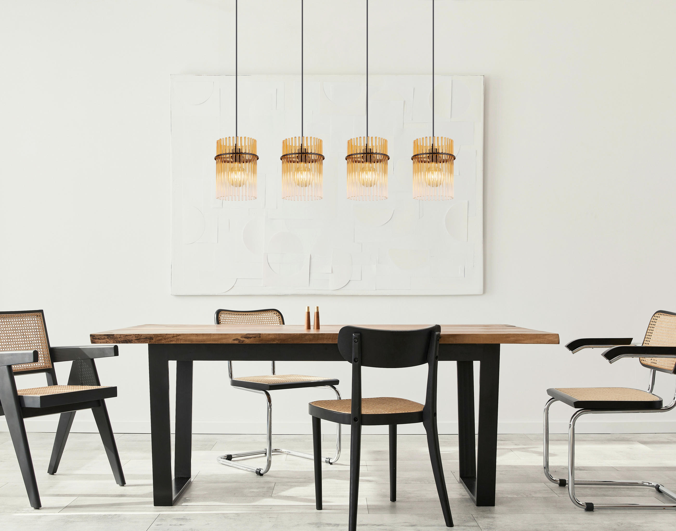 HÄNGELEUCHTE GORLEY 110/20/140 cm   - Klar/Bernsteinfarben, Basics, Glas/Kunststoff (110/20/140cm) - Globo
