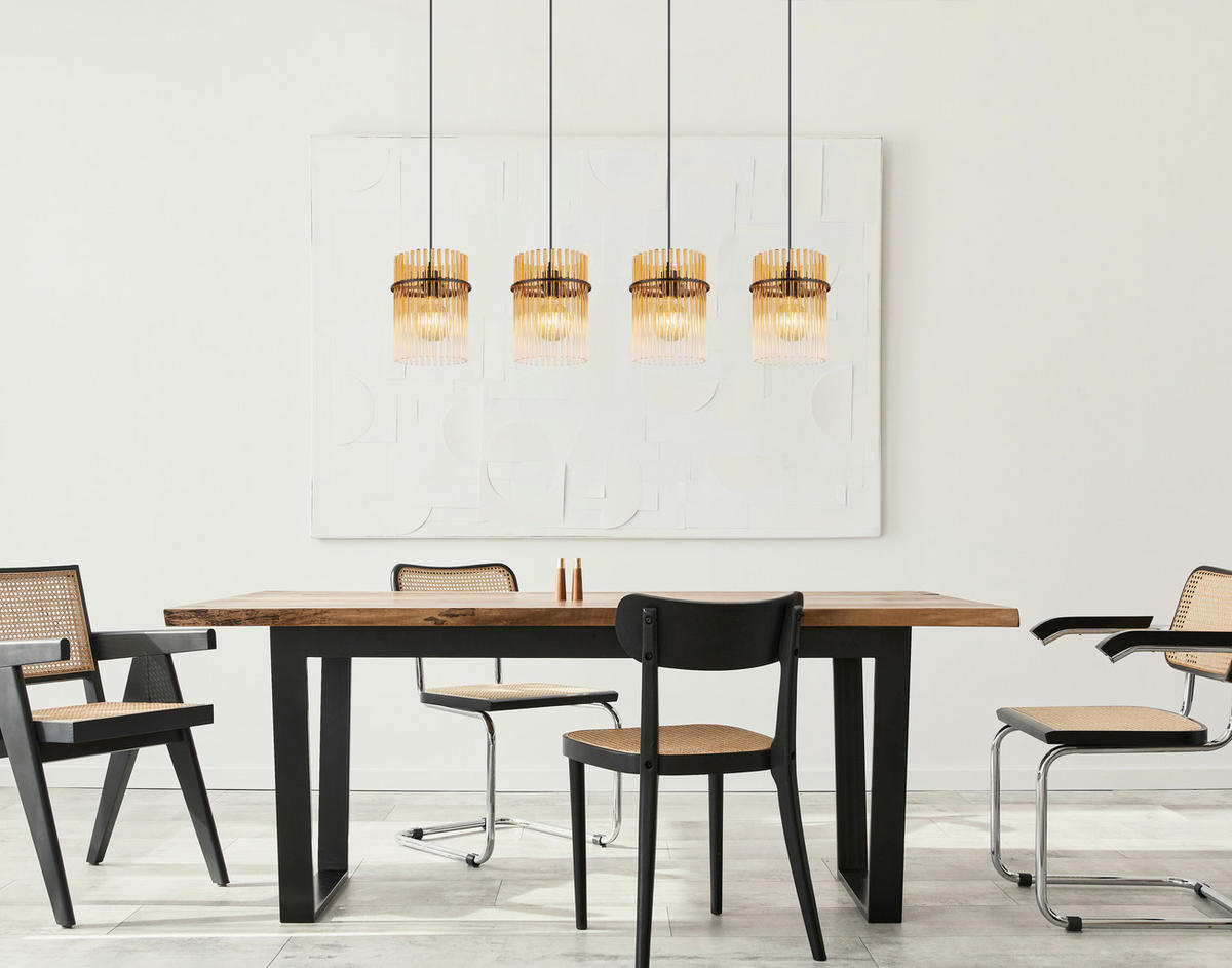 HÄNGELEUCHTE GORLEY 110/20/140 cm   - Klar/Bernsteinfarben, Basics, Glas/Kunststoff (110/20/140cm) - Globo