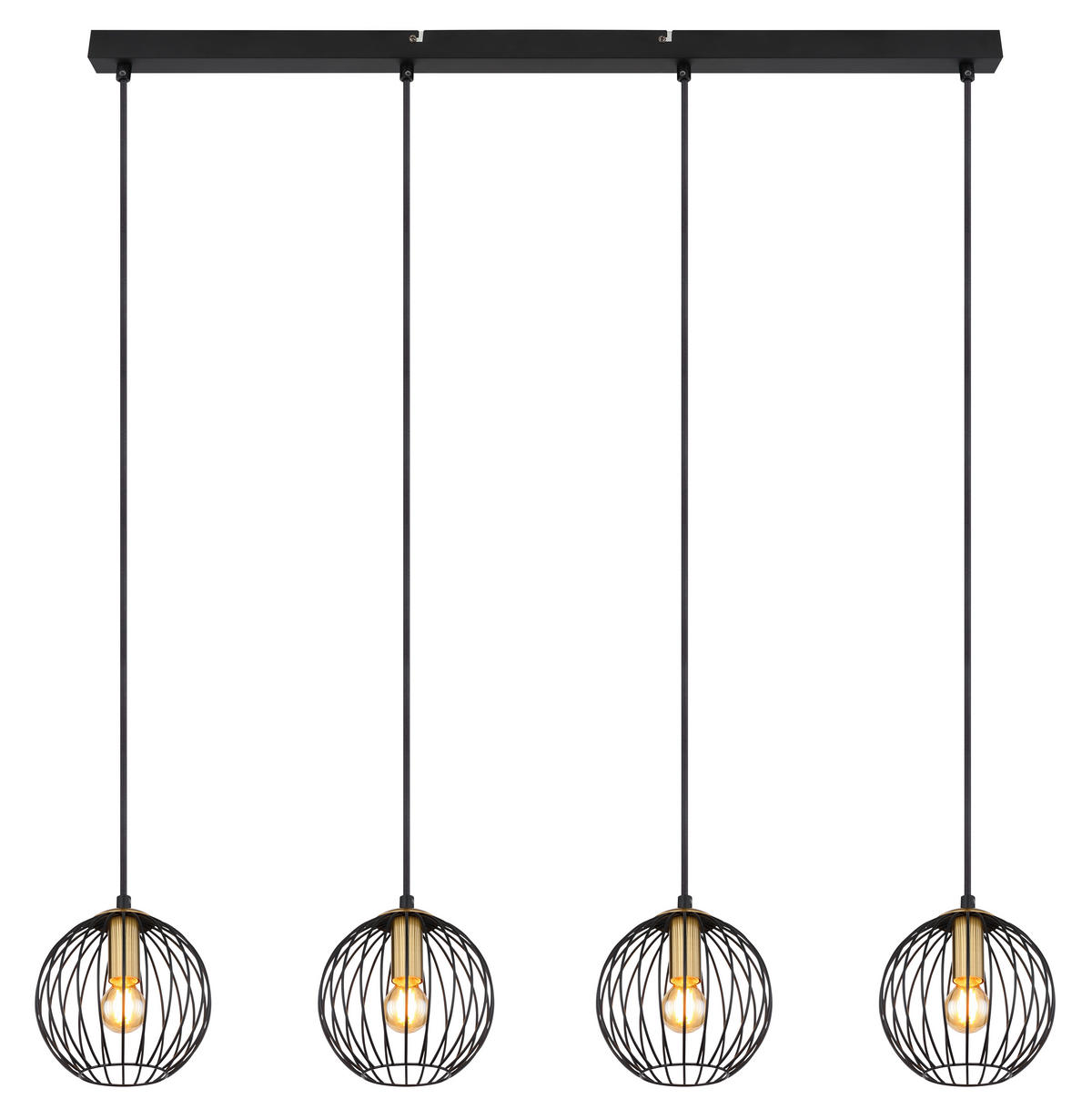 HÄNGLAMPA 100/16/150 cm  - mässingsfärgad/svart, Basics, metall (100/16/150cm) - Globo