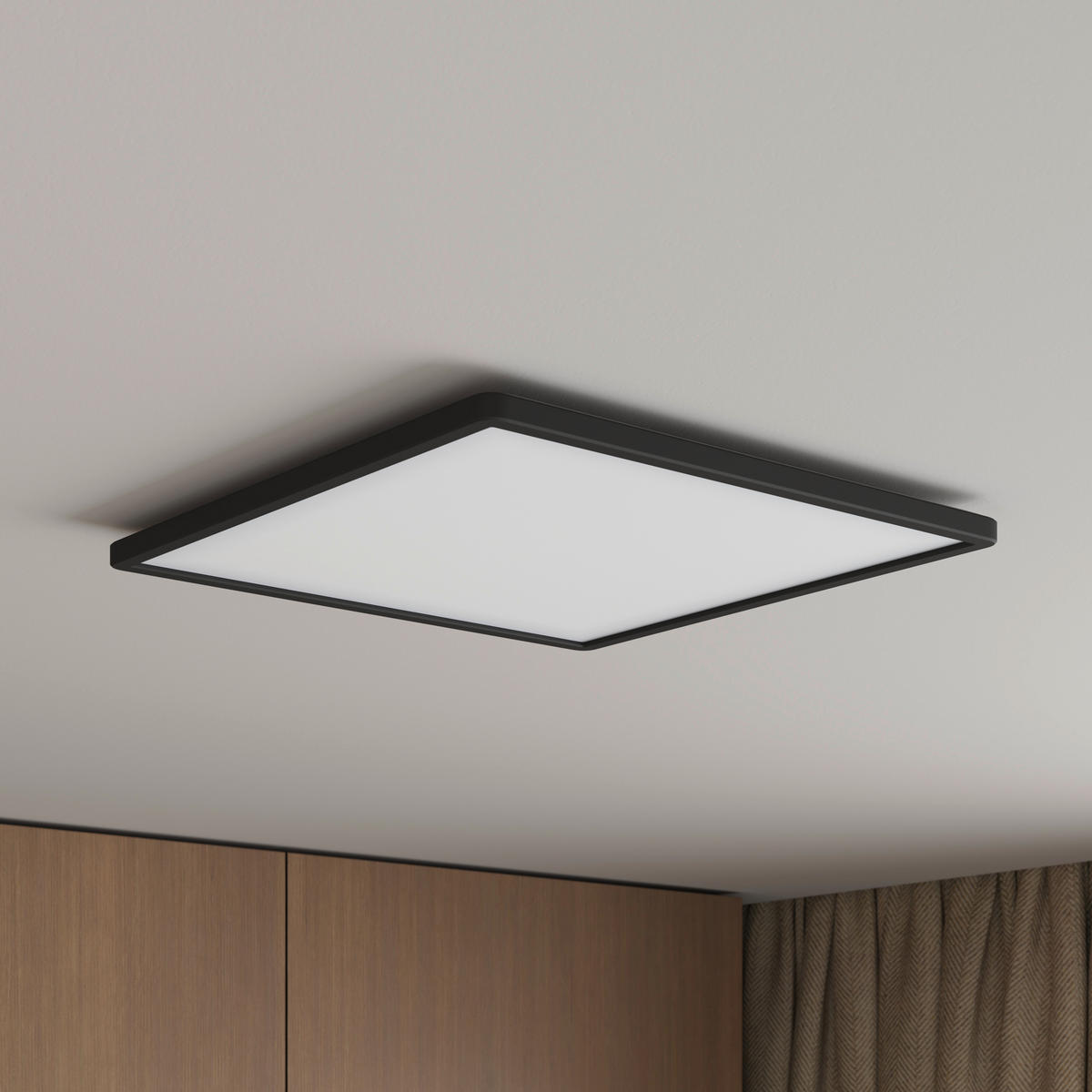 LED MENNYEZETI LÁMPA - fekete, Basics, műanyag (42/42/2,9cm) - Novel