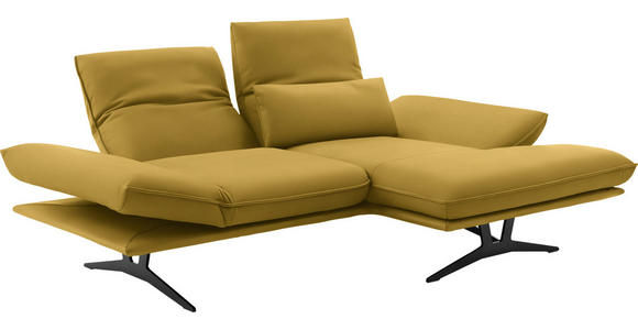 ECKSOFA in Echtleder Gelb 210/130 cm - Gelb/Schwarz, Design, Leder/Metall (210/130cm) - Dieter Knoll