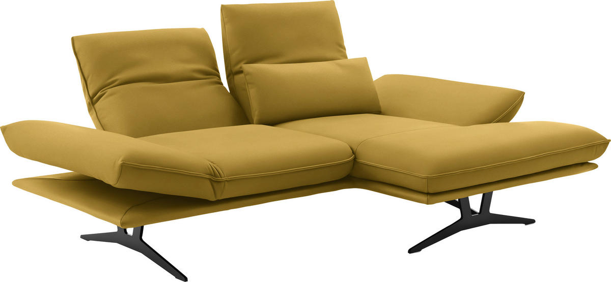 ECKSOFA in Echtleder Gelb  210/130 cm  - Gelb/Schwarz, Design, Leder/Metall (210/130cm) - Dieter Knoll