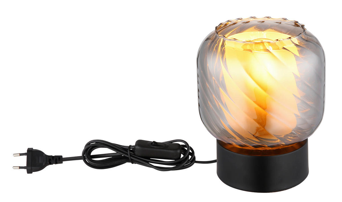 TISCHLEUCHTE XIA 14/17 cm   - Opal/Schwarz, Design, Glas/Kunststoff (14/17cm) - Globo