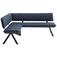 ECKBANK in Metall, Textil Schwarz, Dunkelblau  - Schwarz/Dunkelblau, Modern, Textil/Metall (150/190cm) - Cantus