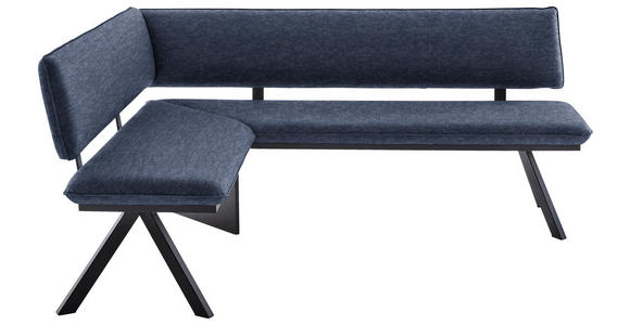 ECKBANK 165/205 cm in Schwarz, Dunkelblau - Schwarz/Dunkelblau, MODERN, Textil/Metall (165/205cm) - Cantus