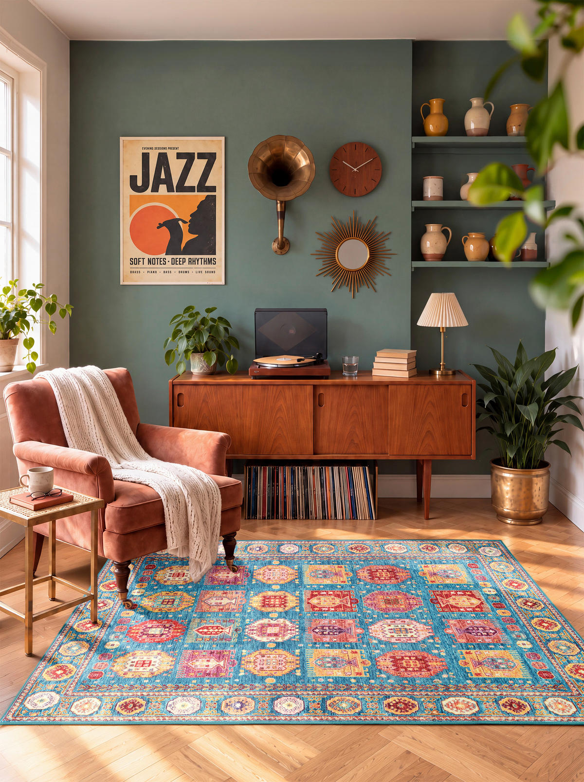 VINTAGE-TEPPICH Cortea Zylar 130/190 cm  in Hellblau, Dunkelrosa, Elfenbein  - Elfenbein/Dunkelrosa, LIFESTYLE, Kunststoff/Textil (130/190cm) - Lindorug