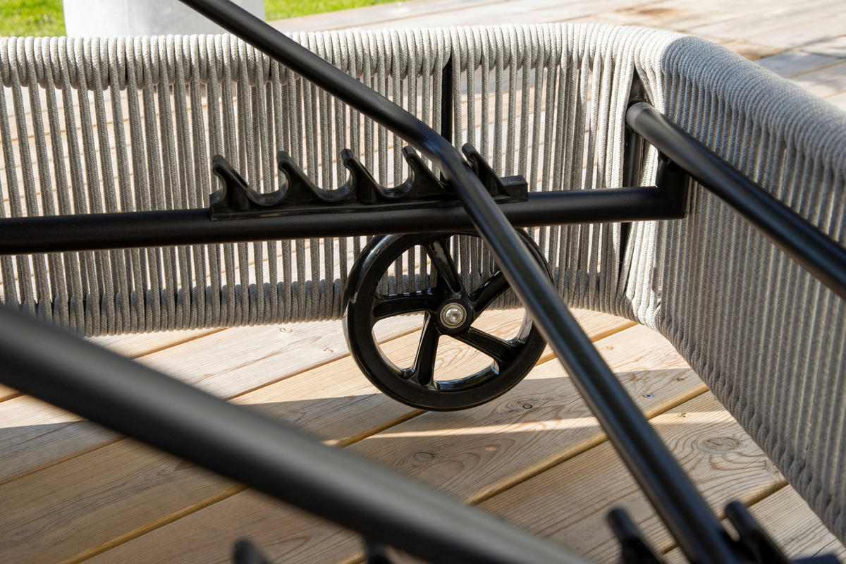 SONNENLIEGE 75/32/205 cm  - Schwarz/Grau, KONVENTIONELL, Textil/Metall (75/32/205cm) - Gardenson