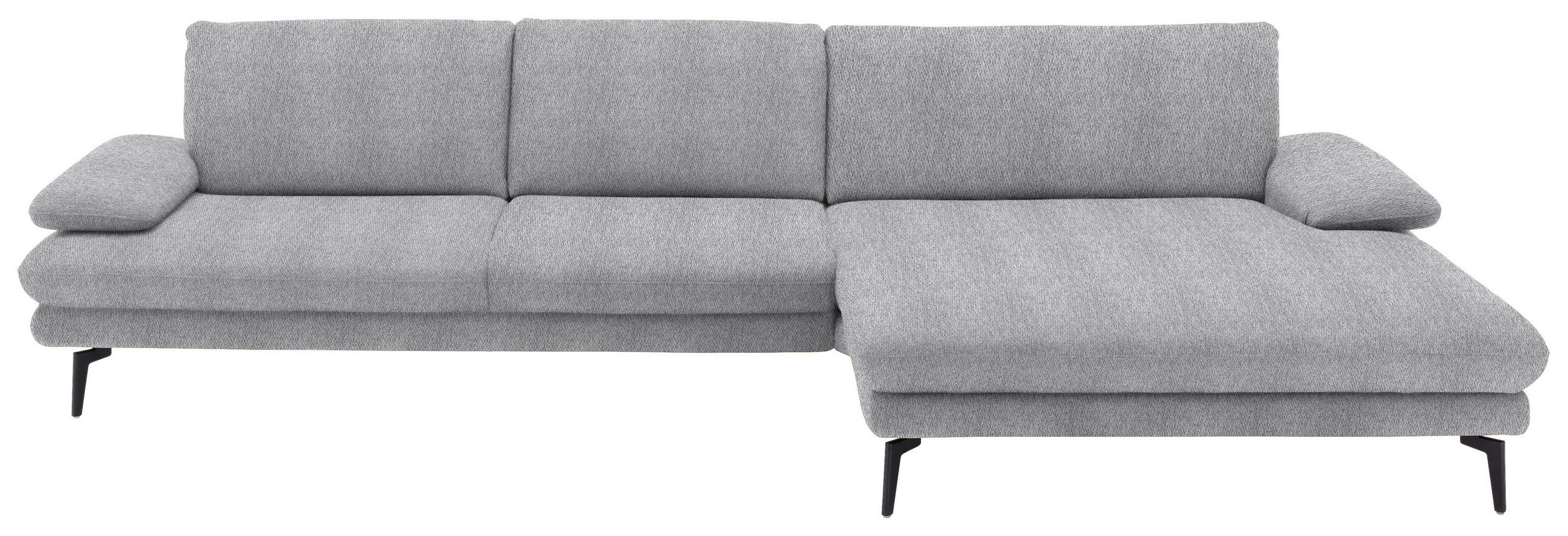 ECKSOFA in Chenille Hellgrau  310/180 cm  - Hellgrau/Schwarz, Design, Textil/Metall (310/180cm) - Dieter Knoll
