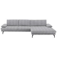 ECKSOFA in Chenille Hellgrau  310/180 cm  - Hellgrau/Schwarz, Design, Textil/Metall (310/180cm) - Dieter Knoll