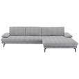 ECKSOFA  in Chenille Hellgrau  310/180 cm  - Hellgrau/Schwarz, Design, Textil/Metall (310/180cm) - Dieter Knoll