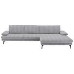ECKSOFA  in Chenille Hellgrau  310/180 cm  - Hellgrau/Schwarz, Design, Textil/Metall (310/180cm) - Dieter Knoll