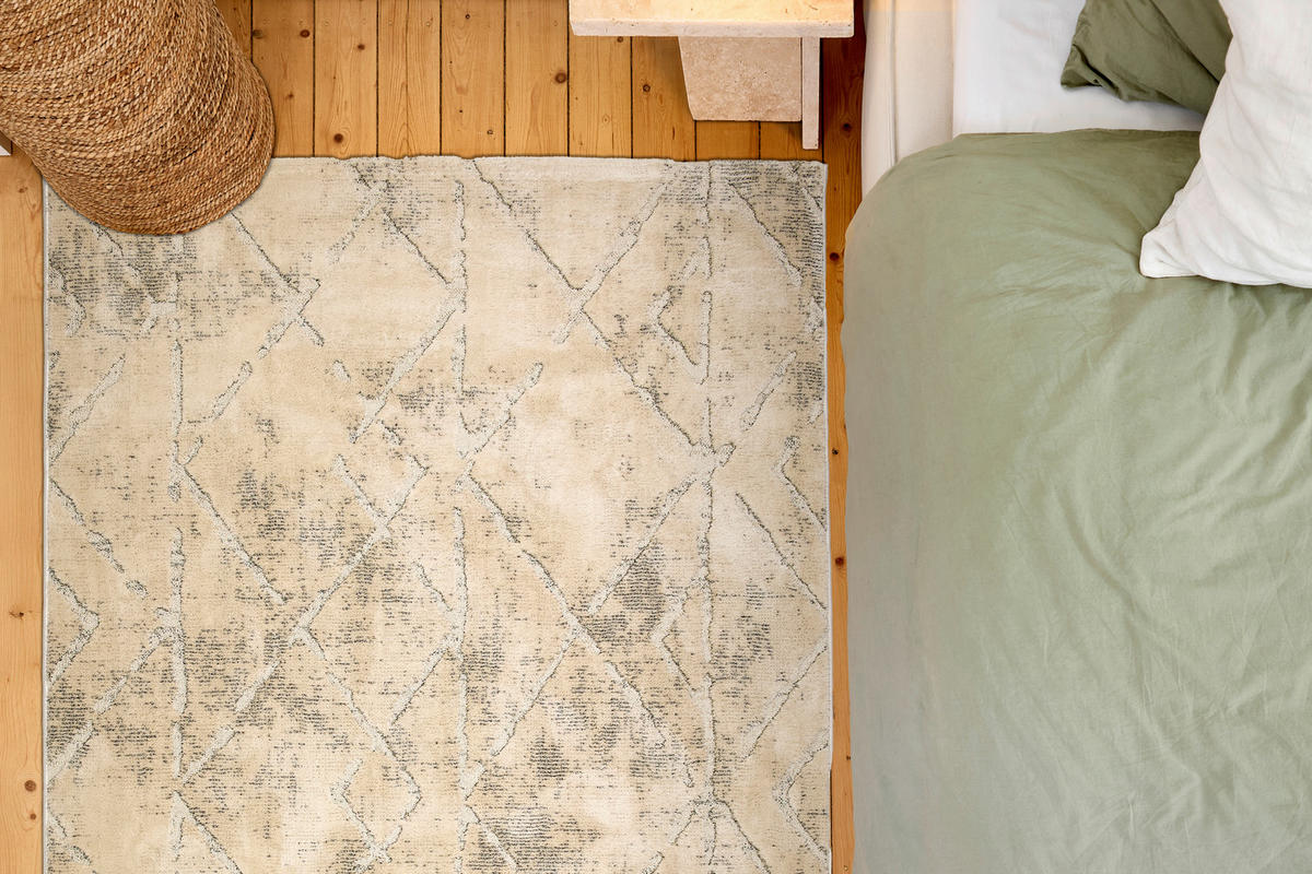 WEBTEPPICH 133/190 cm Lou Creme, Grau rechteckig  - Creme/Grau, Basics, Kunststoff/Textil (133/190cm) - Astra