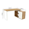 ECKSCHREIBTISCH 156/100/75 cm Silberfarben, Weiß, Eiche Artisan  - Silberfarben/Weiß, Design, Holzwerkstoff/Metall (156/100/75cm) - Carryhome