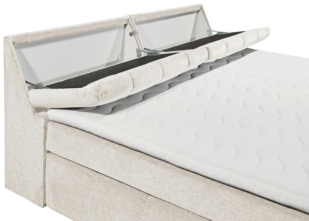 KONTINENTALSÄNG 240/200 cm  i cremefärgad  - cremefärgad, Modern, trämaterial/textil (240/200cm) - MID.YOU