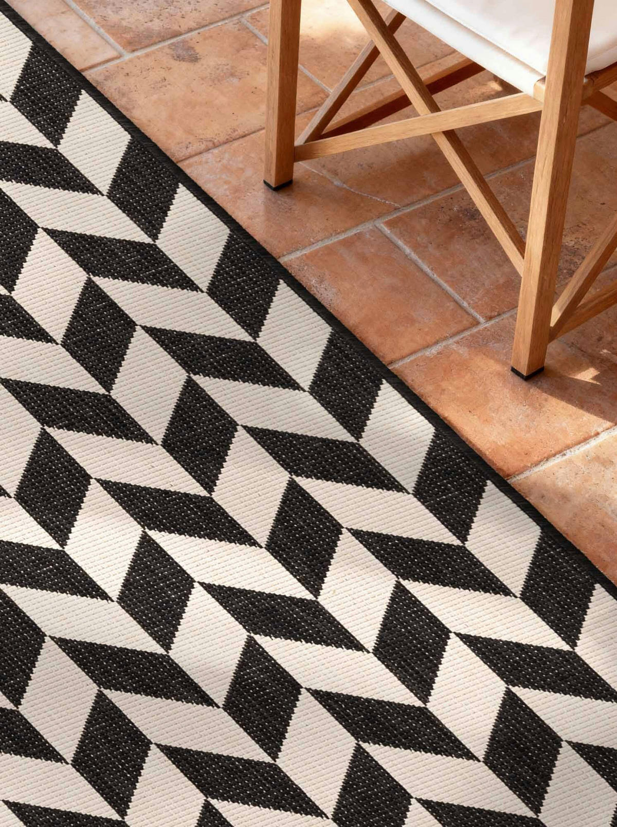 FLACHWEBETEPPICH 80/200 cm Haringey Schwarz, Weiß rechteckig  - Schwarz/Weiß, Design, Kunststoff (80/200cm)