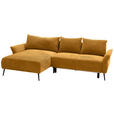 ECKSOFA in Chenille Currygelb  - Currygelb/Schwarz, KONVENTIONELL, Textil/Metall (164/255cm) - Carryhome