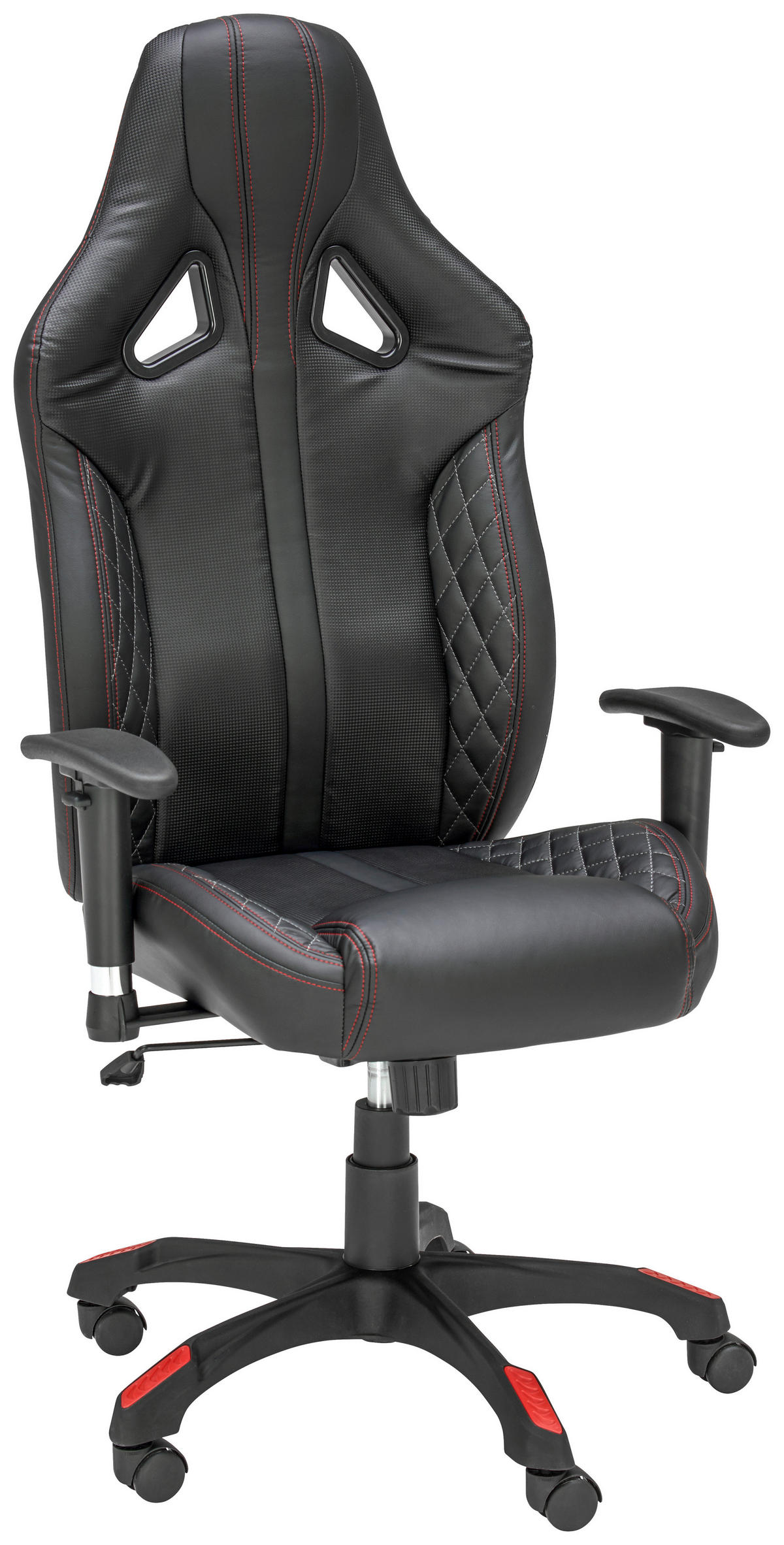 GEJMERSKA STOLICA  crvena, crna   - tamnosiva/crna, Dizajnerski, drvo/tekstil (67/123-133/66cm) - Xora