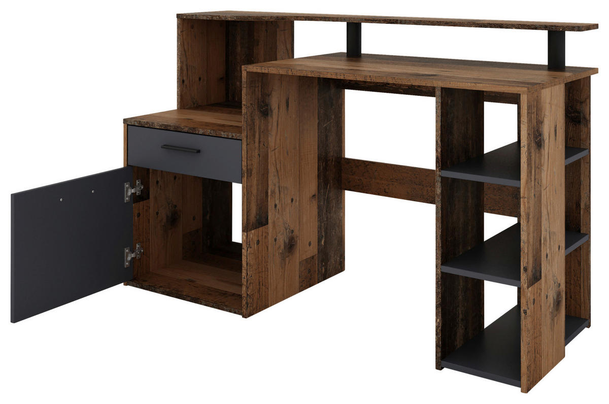 SCHREIBTISCH 140/55/89 cm  in Anthrazit, Alteiche  - Alteiche/Anthrazit, MODERN, Holzwerkstoff/Kunststoff (140/55/89cm) - MID.YOU