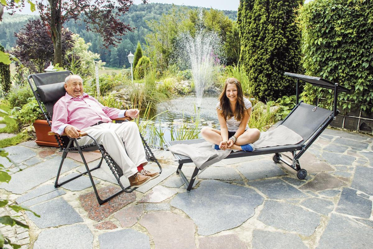 GARTEN-RELAXSESSEL 60/120/64 cm  - Anthrazit/Schwarz, Basics, Holz/Textil (60/120/64cm)
