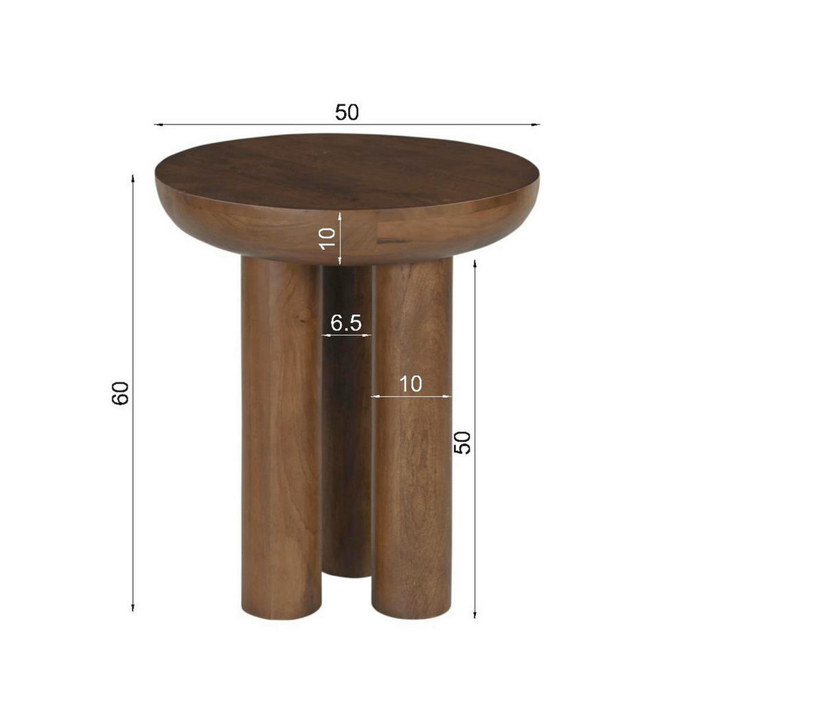BEISTELLTISCH in Holz 50/50/60 cm  - Braun, Design, Holz (50/50/60cm) - MID.YOU