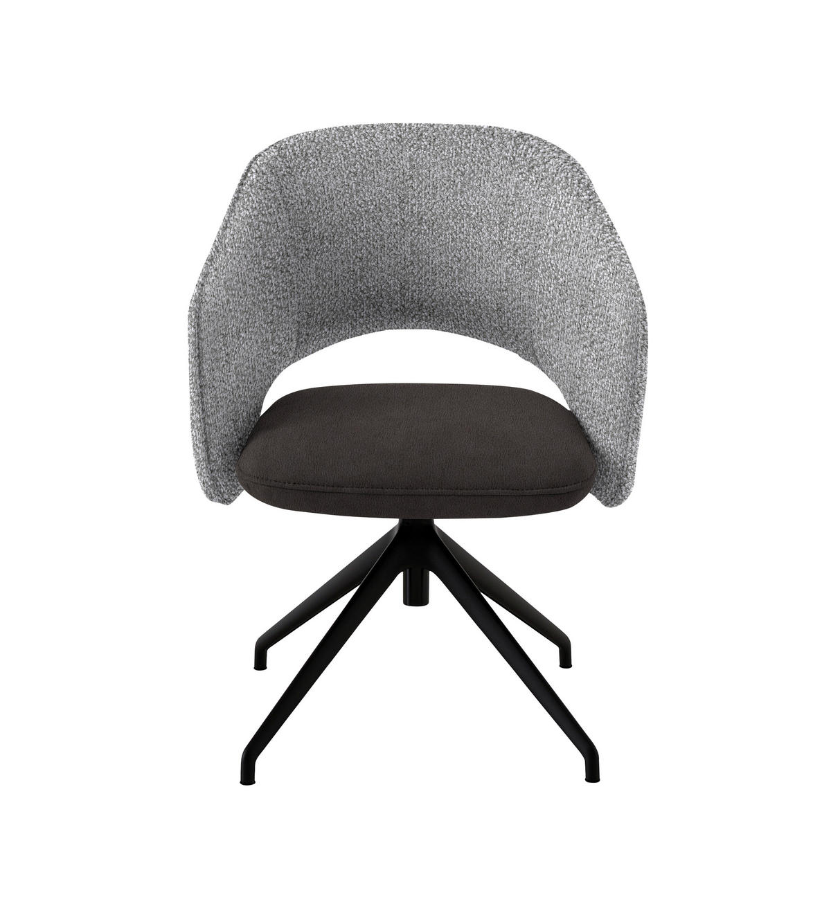 ARMLEHNSTUHL  Stoffauswahl, Wippfunktion, Sitzfläche 360° drehbar, gepolsterte Armlehnen Flachgewebe  - Graubraun/Schwarz, Design, Textil/Metall (63/74-90/57-73cm) - Koinor