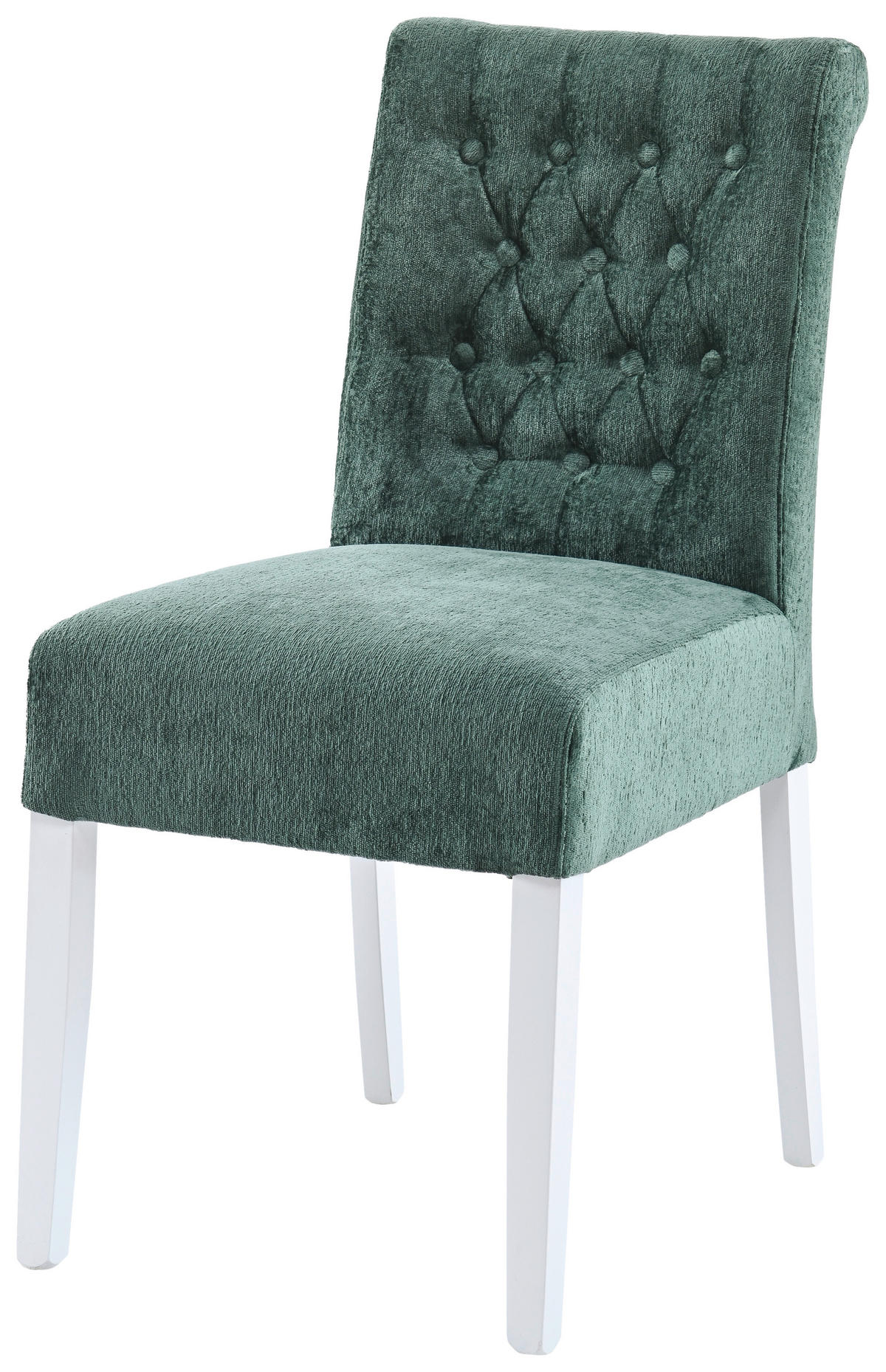 STUHL Chenille Grün Buche massiv  - Weiß/Grün, KONVENTIONELL, Holz/Textil (46,5/91/65cm) - Cantus