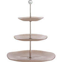 PLATOU ETAJAT PRĂJITURI cu 3 etaje - culoare inox/gri, Lifestyle, sticlă/metal (27cm) - Novel