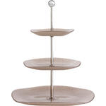 ETAGERE 3-stöckig - Edelstahlfarben/Grau, LIFESTYLE, Glas/Metall (27cm) - Novel