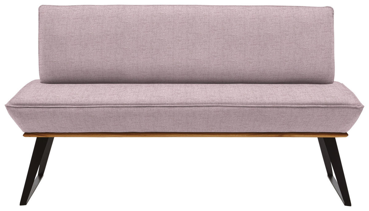 SITZBANK 140/87/64 cm Webstoff Rosa, Schwarz, Eichefarben Eiche massiv Metall  - Eichefarben/Schwarz, Design, Holz/Textil (140/87/64cm) - Voleo