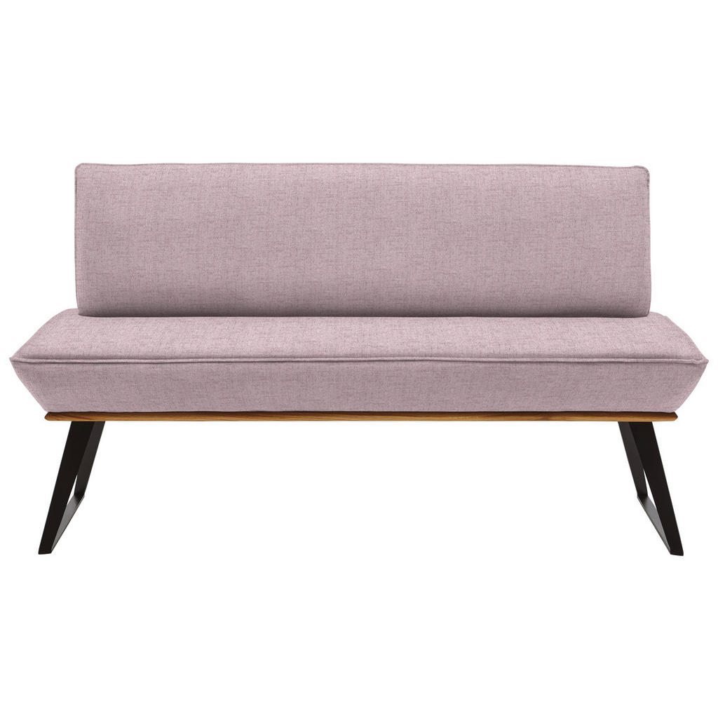 Thumbnail - Voleo Sitzbank, Rosa, Schwarz, Eiche, Holz, Metall, Textil, Eiche, massiv, Uni, 2-Sitzer, 140x87x64 cm, Stoffauswahl, mi...